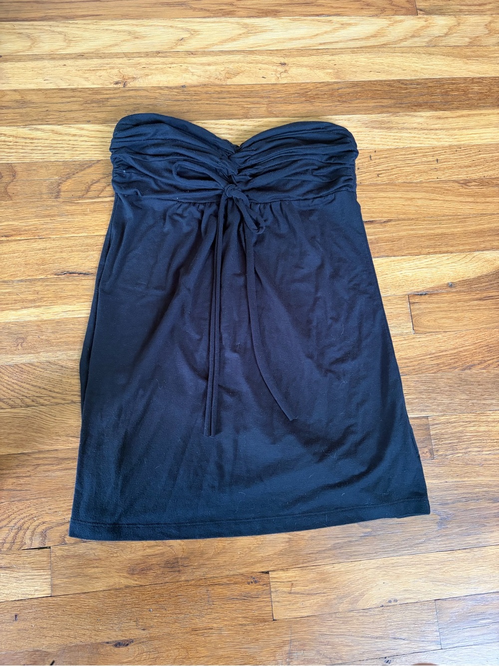 Strapless Ruched Bust Black Top Y2K